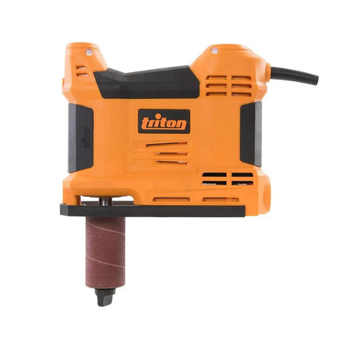 Heavy Duty 650W Portable Oscillating Spindle Sander With Variable 1800 To 3200 RPM Speed showing side view with sanding drum.