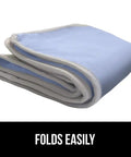 Folded Magnetic Ironing Blanket Travel Size 28x24 With Silicone Coating Scorch Resistant Up To 400 Degrees, blue color, easy storage