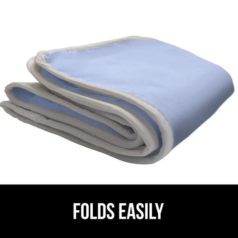 Folded Magnetic Ironing Blanket Travel Size 28x24 With Silicone Coating Scorch Resistant Up To 400 Degrees, blue color, easy storage