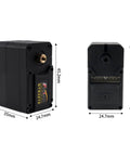 Front and side view of STS3215 Beefy 19KG Digital Servo Motor with 7.4V power, dual axis TTL serial control, and 360 degree encoder.