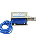 12V DC Pull Type Solenoid Electromagnet Open Frame Style With 8 To 10 Mm Stroke Linear Motion Plunger Spring Return No Fuss Installation DIY Automation Gear For Machinery Projects And Hobbies, blue wire