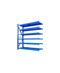 Real Deal Heavy Duty Adjustable Storage Shelves Metal Standing Rack For Garage Pantry And Warehouse Organization No Sweat Thick Panel with blue shelves.