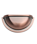 Front view of a 3 Inch Bin Cup Drawer Cabinet Pull in Antique Copper Finish from a 10 Pack Kitchen Cabinet Hardware set.