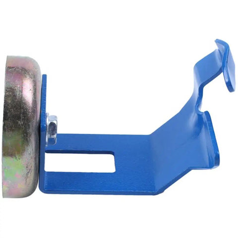 Heavy Duty Magnetic MIG Welding Torch Holder Stand Secures Your Torch Anywhere Ferrous Metal Surface With Strong Grip side view of blue steel holder.