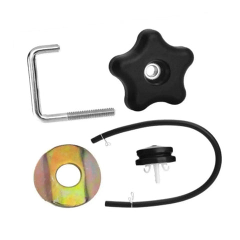 Heavy Duty 2 Set Blower Handle Knob Kit With Bolt Lock Screw And Gasket For Farm Garden Tools. Kit parts on white background.
