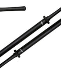 Two-Piece 35 Inch Practice Padded Foam Sparring Swords with ABS Handles and PVC Core Black for Safe Training, close-up view