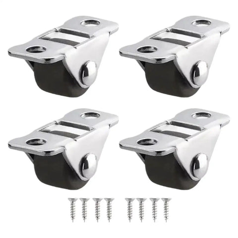 Twenty Pack Of Half Inch Furniture Mini Casters Featuring Durable Rubber Treads And Heavy Duty Steel Plates for smooth gliding, set of four with screws.