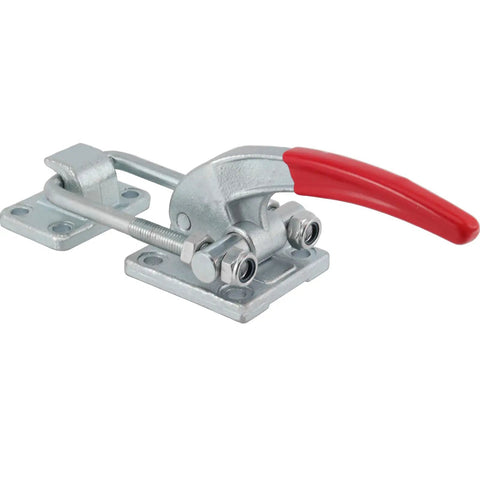 Beefy Heavy Duty Toggle Latch Clamp With 7716 Lbs Capacity Adjustable Threaded U Bolt Self Lock Tire Carrier Latch 40380 Pull Action Toggle Clamp Tool With U Hook, steel clamp with red handle