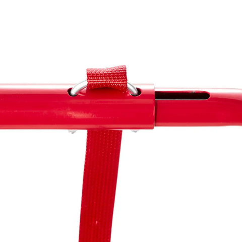 Two Story 13 Foot Emergency Fire Escape Ladder No Assembly Required Just Unfold And Go Retractable Lightweight Aluminum Alloy Construction With Sturdy Polyester Strap Anti Slip Rungs And Wide Steps Supports Up To 1000 Lbs Max Load. red polyester strap on aluminum ladder hook