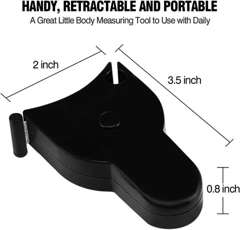 Three Pack 60 Inch Body Measuring Tapes With Auto Telescopic Fat Measure For Easy One Hand Use, Track Weight Loss, Muscle Gain, And Precise Body Measurements With Durable Fiberglass Tape, black retractable body tape measure