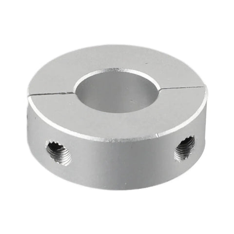 Heavy Duty Aluminum Double Split Shaft Collar Fixed Ring Clamp for Precision Positioning on Soft Shafts 15 Millimeters Size Great for Shop Floor Projects Keeps Setup Secure with Rock Solid Performance Built with Alloy to Get Work Done Fast and Secure