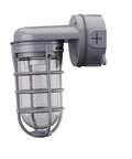 Jelly Jar Vapor Tight Wall Light Fixture With Prismatic Glass, Industrial Style Utility Sconce, gray weatherproof design, side view