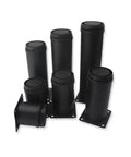 Beefy Adjustable Stainless Steel Furniture Legs 4 Pack For Cabinets Tables And Sofas Height Range Five To Forty Centimeters Stable Quiet Durable Heavy Duty Support Easy To Install And Anti Shake, showing black cylindrical legs with mounting plates