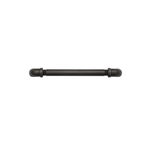 Vintage Bronze Kitchen Cabinet Pulls, Rustic Industrial Drawer Handles For Dressers And Cupboards, Five Point Three Inch Hole Center Heavy Duty Cabinetry Hardware installed.