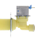 Side view of 137544800 Water Inlet Valve for Electrolux Dryers Replaces AP5736218, showing yellow valve design and metal connector.