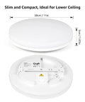 Top and side view of Slim Flush Mount LED Ceiling Light 2400 Lumens, IP54 Waterproof Dustproof, 28cm diameter, 5cm height.