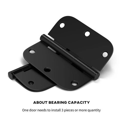 Heavy Duty Black Matte Door Hinges Set With Removable Pin 3.5 Inch 6 Pack Smooth Quiet Opening For Interior And Exterior Doors