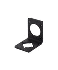Geared Nema 11 Stepper Motor Mounting Bracket Made From Alloy Steel With Extra Four Mounting Holes ST M3 Beefed Up For Industrial Precision And Easy Mounting In CNC Robotics And Motion Control Projects, black alloy steel L-bracket