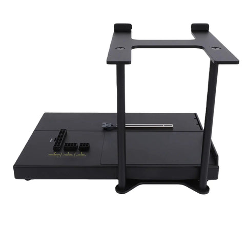 Kickass External Gpu Dock Station Featuring Ocuklink Pcie 4.0 X4 64Gbps Transfer, Plug And Play Pcie X16 Bay, black metal riser box with dual power connectivity.
