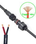 Waterproof 2 Pin LED Connectors 16AWG Male And Female With 20cm Extension Cable IP68 for car truck boat LED strip lights