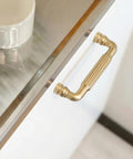 Champagne Bronze Cabinet Pulls 3 Inch Hole Centers Fluted Drawer Handles Brushed Zinc Hardware Pack of 6 for kitchen cabinet