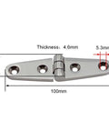 316 Stainless Steel Strap Door Hinges 2 Pack With 4 Holes 100mm Marine Boat Yacht Hardware Hinge showing dimensions