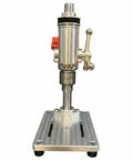 Pugermering Mini Benchtop Drill Press Machine Featuring Precision Aluminum Steel Construction And Stable Vice For Electronics Crafts, showing three-jaw chuck and stable base.