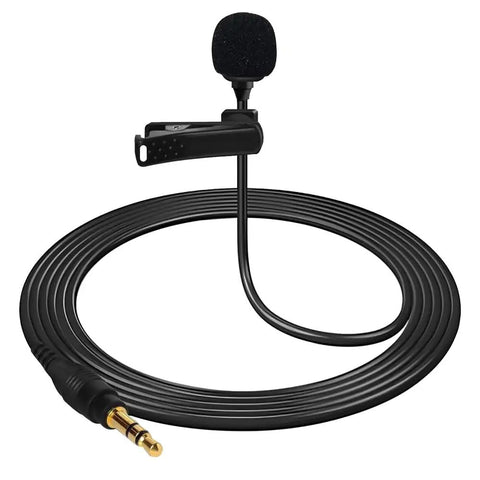 Mic 3 Wireless Microphone System With 2 Transmitters And 1 Receiver, Clip On Lavalier Mic Detail, Black Cable and Clip