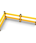 Middle Post for Protective Plastic Guard Rails, 42 Inch Yellow, Bolt On From Either Side for Industrial Safety System