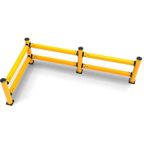 Middle Post for Protective Plastic Guard Rails, 42 Inch Yellow, Bolt On From Either Side for Industrial Safety System