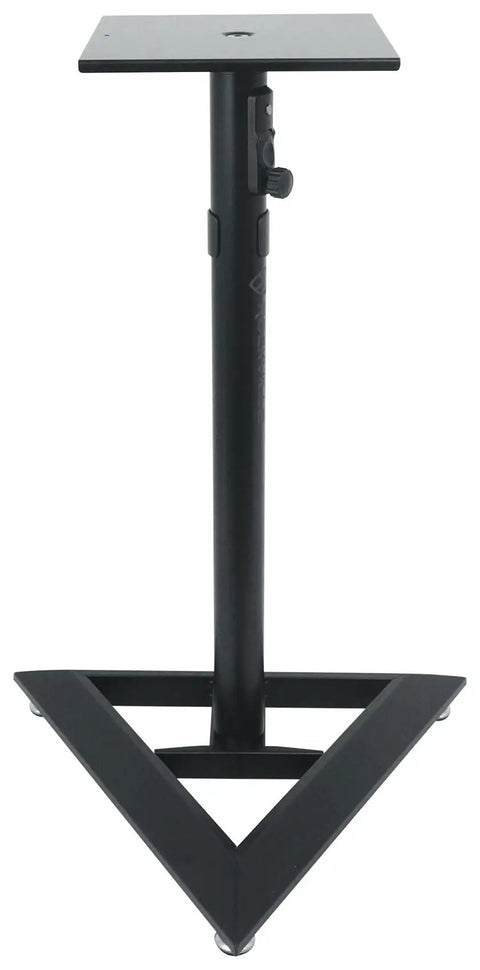 Heavy Duty Studio Monitor Speaker Stands With 60 Lb Capacity beveled base sturdy steel construction front view