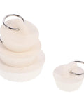4pcs Rubber Bathtub Drain Stopper with Pull Ring in white, varying sizes, showing drainage plugs for reliable sealing.