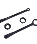 Heavy Duty All In One Motorcycle Tire Change Kit with 22 mm and 27 mm hex wrench heads, tire iron levers, and spoon tool.