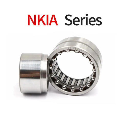 Top Shelf Heavy Duty Needle Roller Bearing NKIB5908 40X62X34mm close-up view showing stainless steel construction and inner workings.