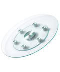24 Inch Glass Lazy Susan Turntable With 6 Rotating Wheels, Tempered Glass Centerpiece For Dining Tables, 360 Degree Smooth Silent Spin