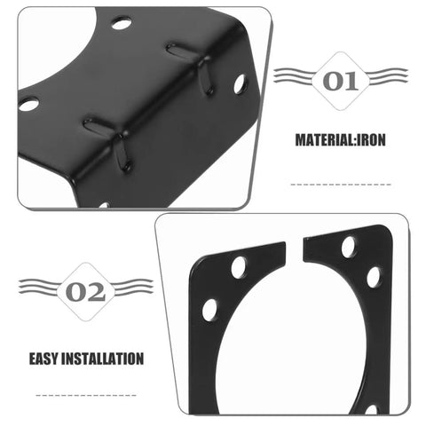 Heavy Duty 7 Pin Trailer Wiring Connector With Easy Install Mounting Brackets Stable Power Transmission Wide Compatibility Iron Bracket Kit For Rugged Use Includes 2 Pieces, iron bracket detail