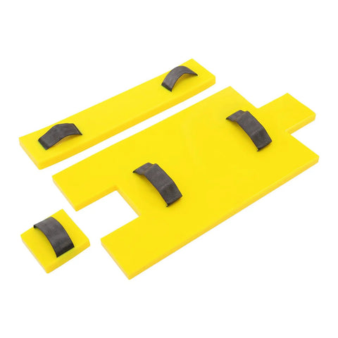 Three Piece Polyurethane Concrete Stamps Set For Outdoor Surfaces With Seamless Impression Mold, showing front view of yellow tools.