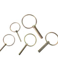 10 Piece Heavy Duty Lynch Pin Set With Spring Loaded Ring Locking Pins For Trailer Hitches And Farm Equipment Industrial Grade Retaining Pins To Secure Attachments On Tractors And UTVs, five pins on white