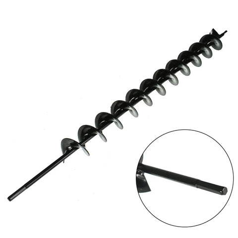 2 Inch Wide 24 Inch Long Metal Earth Auger Drill Bit For Fast Planting Of Bulbs And Garden Plants With A Three Eighth Inch Hex Shaft