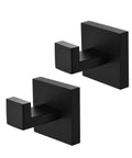 Matte Black Towel Hooks For Bathrooms Wall Mounted 304 Stainless Steel Heavy Duty Coat And Shower Hooks 2 Pack, rustproof, square design