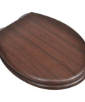 Heavy Duty Soft Close Toilet Seats Crafted From Dense Mdf Featuring Quiet Shutting And Rich Brown Hue For A Seamless Bathroom Glow Up That Is Truly Nailed To Perfection, brown MDF toilet seat top view.