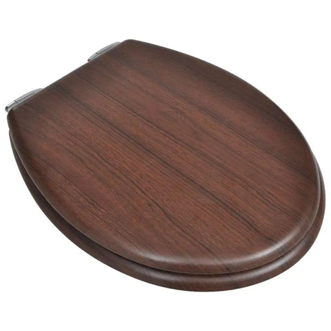 Two Pack Heavy Duty Wood Toilet Seats Featuring Hella Smooth Soft Close Lids And Zero Slam Design In Slick Dark Brown Finish, top view.