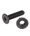 Black 304 Stainless Steel M6 cross head screw with 12mm flat head and serrated flange nut, durable and heavy duty.