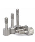 M4 X 12 Mm Knurled Captive Panel Screws Stainless Steel 4 Pack Thumb Fasteners Hardware Kit with smooth knurled heads.