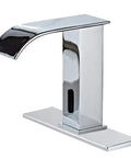 Dual Powered Automatic Touchless Bathroom Faucet With Motion Sensor Waterfall Chrome Finish Hands Free Vanity Faucet