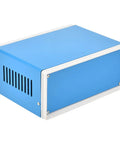 Heavy Duty Blue Metal Enclosure Box Built Tough For Diy Electronics Projects And Custom Circuit Housing With Zero Fuss Assembly And Scratch Resistant Finish, side view