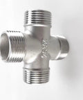 Pro Builder Grade SS304 Stainless Steel Four Way Cross Pipe Connector Male Bspt Thread Plumbing Fitting top view with four threads