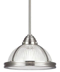 Pratt Street Prismatic One Light Pendant With Clear Textured Glass And Brushed Nickel Finish, Adjustable Three 12 Inch And One 6 Inch Stem Kit
