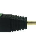 Three Point Five Millimeter Ts Mono Male To Two Pin Screw Terminal Female Aux Headphone Adapter Solderless Balun Converter angled view