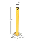 Heavy Duty Removable Steel Pipe Safety Bollard 42 Inch Tall Killer Vehicle Barrier For Indoor Outdoor Parking Lots, yellow finish shown.